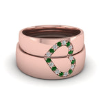 Load image into Gallery viewer, round-green-emerald-wedding-band-with-white-diamond-in-14K-rose-gold-FD1144BGEMGR-NL-RG.jpg