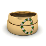 Load image into Gallery viewer, round-green-emerald-wedding-band-with-white-diamond-in-14K-yellow-gold-FD1144BGEMGR-NL-YG.jpg