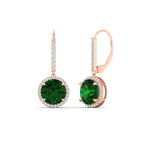 Load image into Gallery viewer, round-halo-3-carat-diamond-drop-earrings-with-emerald-in-rose-gold-FDEAR11235ROGEMGR-3.00-CT-NL-RG.jpg