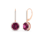 Load image into Gallery viewer, round-halo-3-carat-diamond-drop-earrings-with-pink-sapphire-in-rose-gold-FDEAR11235ROGSADRPI-3.00-CT-NL-RG.jpg
