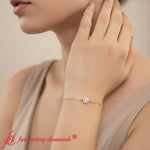 Load image into Gallery viewer, round-halo-chain-diamond-bracelet-yellow-gold-fdbrc9637-model