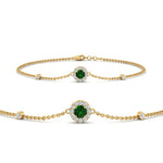 Load image into Gallery viewer, round-halo-chain-emerald-bracelet-in-FDBRC9637GEMGRANGLE2-NL-YG