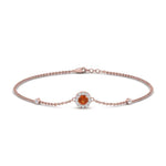 Load image into Gallery viewer, round-halo-chain-orange-sapphire-bracelet-in-FDBRC9637GSAORANGLE2-NL-RG