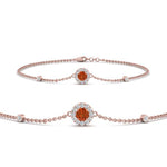 Load image into Gallery viewer, round-halo-chain-orange-sapphire-bracelet-in-FDBRC9637GSAORANGLE2-NL-RG