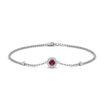 Load image into Gallery viewer, round-halo-chain-pink-sapphire-bracelet-in-FDBRC9637GSADRPIANGLE2-NL-WG