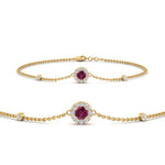 Load image into Gallery viewer, round-halo-chain-pink-sapphire-bracelet-in-FDBRC9637GSADRPIANGLE2-NL-YG