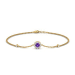 Load image into Gallery viewer, round-halo-chain-purple-topaz-bracelet-in-FDBRC9637GVITOANGLE2-NL-YG