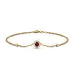 Load image into Gallery viewer, round-halo-chain-ruby-bracelet-in-FDBRC9637GRUDRANGLE2-NL-YG