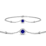 Load image into Gallery viewer, round-halo-chain-sapphire-bracelet-in-FDBRC9637GSABLANGLE2-NL-WG