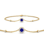 Load image into Gallery viewer, round-halo-chain-sapphire-bracelet-in-FDBRC9637GSABLANGLE2-NL-YG
