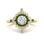 Load image into Gallery viewer, round-halo-floral-emerald-engagement-ring-in-yellow-gold-FD9822RORGEMGR-NL-YG?v=1755852216