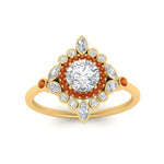Load image into Gallery viewer, round-halo-floral-orange-sapphire-engagement-ring-in-yellow-gold-FD9822RORGSAORANGLE5-NL-YG?v=1755852215