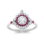 Load image into Gallery viewer, round-halo-floral-pink-sapphire-engagement-ring-in-white-gold-FD9822RORGSADRPIANGLE5-NL-WG?v=1755852214