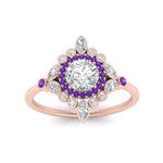 Load image into Gallery viewer, round-halo-floral-purple-topaz-engagement-ring-in-rose-gold-FD9822RORGVITOANGLE5-NL-RG?v=1755852217