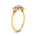 Load image into Gallery viewer, round-halo-floral-purple-topaz-engagement-ring-in-yellow-gold-FD9822RORGVITOANGLE2-NL-YG?v=1755852218