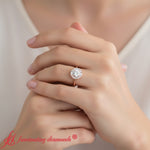 Load image into Gallery viewer, round-halo-octagon-baguette-ring-rose-gold-fdenr11549-model