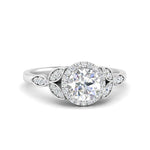 Load image into Gallery viewer, round-lab-created-diamond-halo-ring-with-leaf-design-in-white-gold-FD9827ROR-NL-WG.jpg?v=1770891318