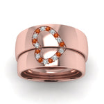 Load image into Gallery viewer, round-orange-sapphire-wedding-band-with-white-diamond-in-14K-rose-gold-FD1144BGSAOR-NL-RG.jpg