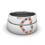 Load image into Gallery viewer, round-orange-sapphire-wedding-band-with-white-diamond-in-14K-white-gold-FD1144BGSAOR-NL-WG.jpg