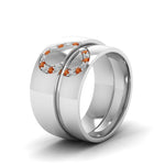 Load image into Gallery viewer, round-orange-sapphire-wedding-band-with-white-diamond-in-14K-white-gold-FD1144BGSAOR-NL-WG.jpg