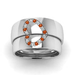 Load image into Gallery viewer, round-orange-sapphire-wedding-band-with-white-diamond-in-14K-white-gold-FD1144BGSAOR-NL-WG.jpg