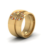 Load image into Gallery viewer, round-orange-sapphire-wedding-band-with-white-diamond-in-14K-yellow-gold-FD1144BGSAOR-NL-YG.jpg