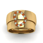 Load image into Gallery viewer, round-orange-sapphire-wedding-band-with-white-diamond-in-14K-yellow-gold-FD1144BGSAOR-NL-YG.jpg