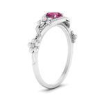 Load image into Gallery viewer, round-pink-sapphire-and-diamond-flower-engagement-ring-in-FD10057RORGSADRPIANGLE3-NL-WG-GS