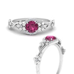 Load image into Gallery viewer, round-pink-sapphire-and-diamond-flower-engagement-ring-in-FD10057RORGSADRPIANGLE3-NL-WG-GS