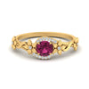 Load image into Gallery viewer, round-pink-sapphire-and-diamond-flower-engagement-ring-in-FD10057RORGSADRPIANGLE3-NL-YG-GS