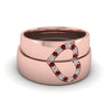 Load image into Gallery viewer, round-red-ruby-wedding-band-with-white-diamond-in-14K-rose-gold-FD1144BGRUDR-NL-RG.jpg
