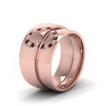 Load image into Gallery viewer, round-red-ruby-wedding-band-with-white-diamond-in-14K-rose-gold-FD1144BGRUDR-NL-RG.jpg