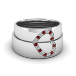 Load image into Gallery viewer, round-red-ruby-wedding-band-with-white-diamond-in-14K-white-gold-FD1144BGRUDR-NL-WG.jpg