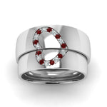 Load image into Gallery viewer, round-red-ruby-wedding-band-with-white-diamond-in-14K-white-gold-FD1144BGRUDR-NL-WG.jpg