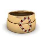 Load image into Gallery viewer, round-red-ruby-wedding-band-with-white-diamond-in-14K-yellow-gold-FD1144BGRUDR-NL-YG.jpg
