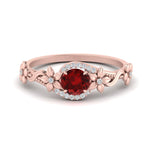 Load image into Gallery viewer, round-ruby-and-diamond-flower-engagement-ring-in-FD10057RORGRUDRANGLE3-NL-RG-GS