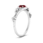 Load image into Gallery viewer, round-ruby-and-diamond-flower-engagement-ring-in-FD10057RORGRUDRANGLE3-NL-WG-GS