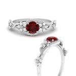 Load image into Gallery viewer, round-ruby-and-diamond-flower-engagement-ring-in-FD10057RORGRUDRANGLE3-NL-WG-GS