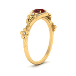 Load image into Gallery viewer, round-ruby-and-diamond-flower-engagement-ring-in-FD10057RORGRUDRANGLE3-NL-YG-GS