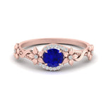 Load image into Gallery viewer, round-sapphire-and-diamond-flower-engagement-ring-in-FD10057RORGSABLANGLE3-NL-RG-GS