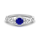 Load image into Gallery viewer, round-sapphire-and-diamond-flower-engagement-ring-in-FD10057RORGSABLANGLE3-NL-WG-GS