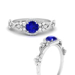 Load image into Gallery viewer, round-sapphire-and-diamond-flower-engagement-ring-in-FD10057RORGSABLANGLE3-NL-WG-GS