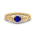 Load image into Gallery viewer, round-sapphire-and-diamond-flower-engagement-ring-in-FD10057RORGSABLANGLE3-NL-YG-GS