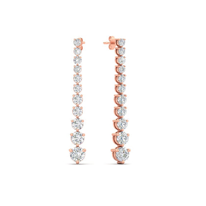 Graduated Round Diamond Drop Earrings
