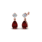 Load image into Gallery viewer, ruby-pear-drop-stud-diamond-earring-in-rose-gold-FDEAR8386GRUDR-NL-RG-GS