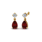 Load image into Gallery viewer, ruby-pear-drop-stud-diamond-earring-in-yellow-gold-FDEAR8386GRUDR-NL-YG-GS