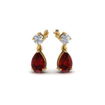 Load image into Gallery viewer, ruby-pear-drop-stud-diamond-earring-in-yellow-gold-FDEAR8386GRUDR-NL-YG-GS