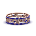 Load image into Gallery viewer, sapphire-wide-eternity-leaf-band-in-rose-gold-FDEWB8344BGSABL-NL-RG-GS