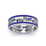 Load image into Gallery viewer, sapphire-wide-eternity-leaf-band-in-white-gold-FDEWB8344BGSABL-NL-WG-GS