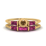 Load image into Gallery viewer, semi-mount-bar-set-pink-sapphire-ring-with-matching-3-baguette-wedding-band-in-FDENS100SMGSADRPI-NL-YG